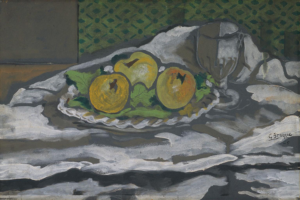 Glass and Plate of Apples in Detail Georges Braque